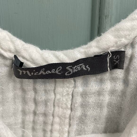 Michael Stars Size XS White Cotton Tank Beachy Casual Gauzy Minimalist - Picture 3 of 3